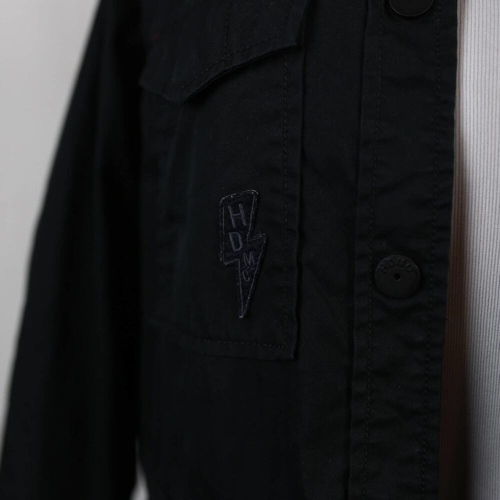 Harley Davidson Black Lightening Bold Jacket Lightweight Snap Closure Sz Medium - Picture 3 of 7